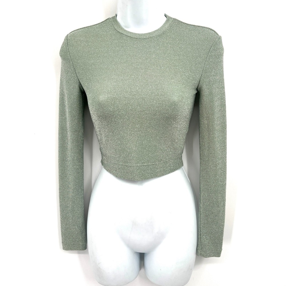Love, Bonito y2k cropped mock neck long sleeve glitter sparkle top rave NYE 2